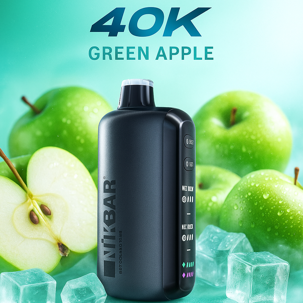 Pod descartable Nikbar Ice Baby 40000 Puffs Green Apple