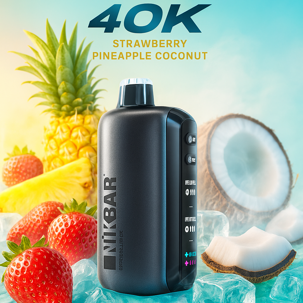Pod descartable Nikbar Ice Baby 40000 Puffs Strawberry Pineapple Coconut
