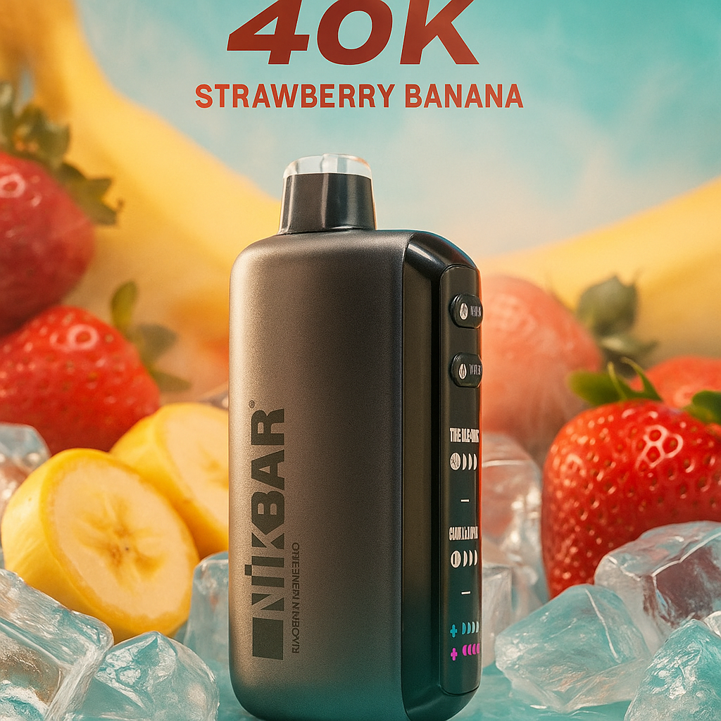 Pod descartable Nikbar Ice Baby 40000 Puffs Strawberry Banana