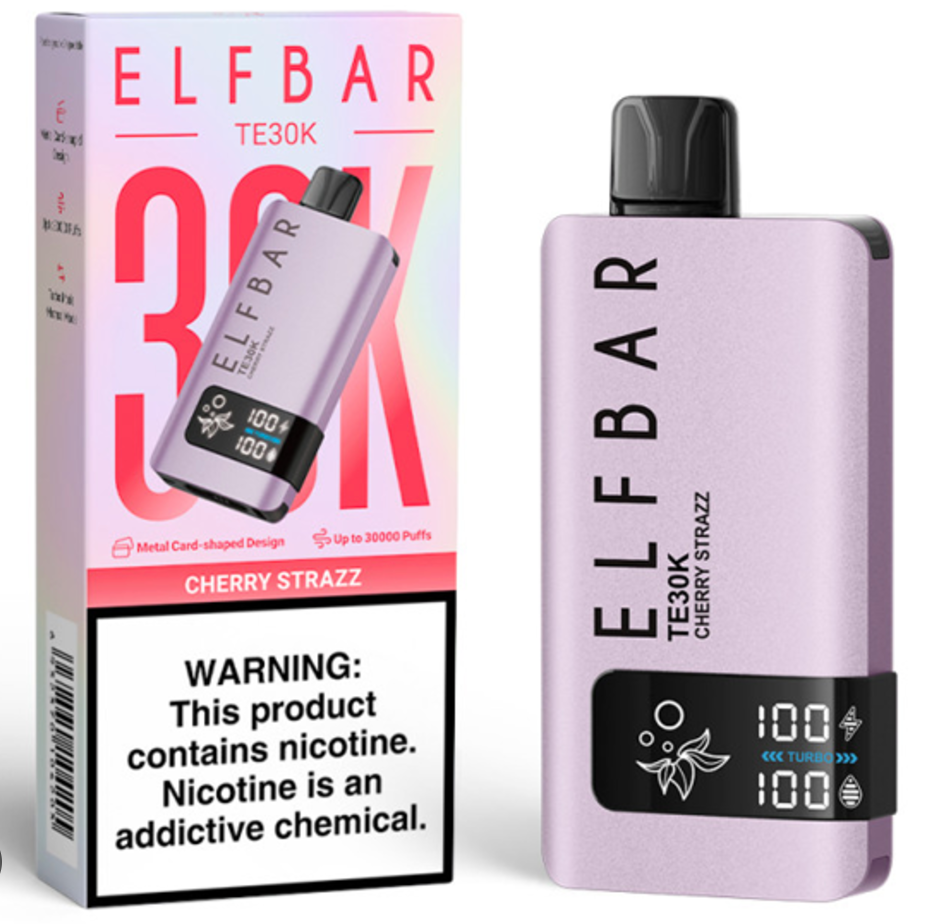 Pod descartable ElfBar TE30000 Puffs Cherry Strazz - Tienda Vapor