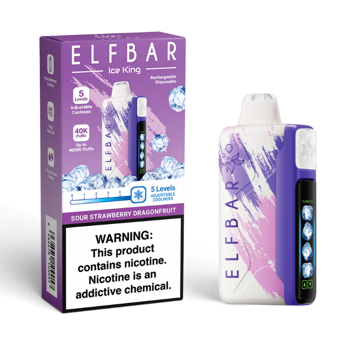 Pod descartable ElfBar Ice King 40000 Puffs Sour Strawberry DragonFruit - Tienda Vapor