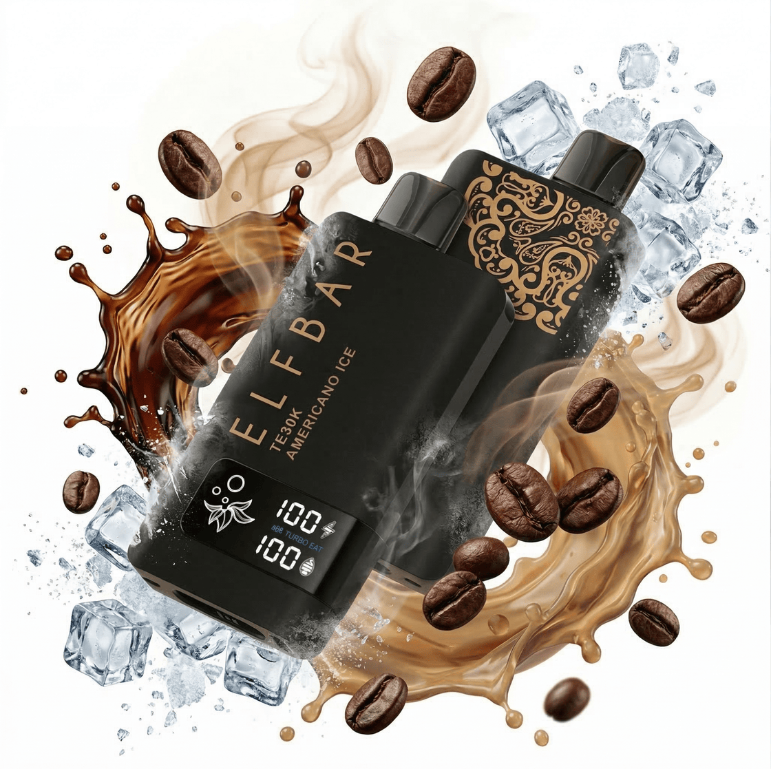 Pod descartable ElfBar TE30000 Puffs Black Gold Americano Ice - Tienda Vapor