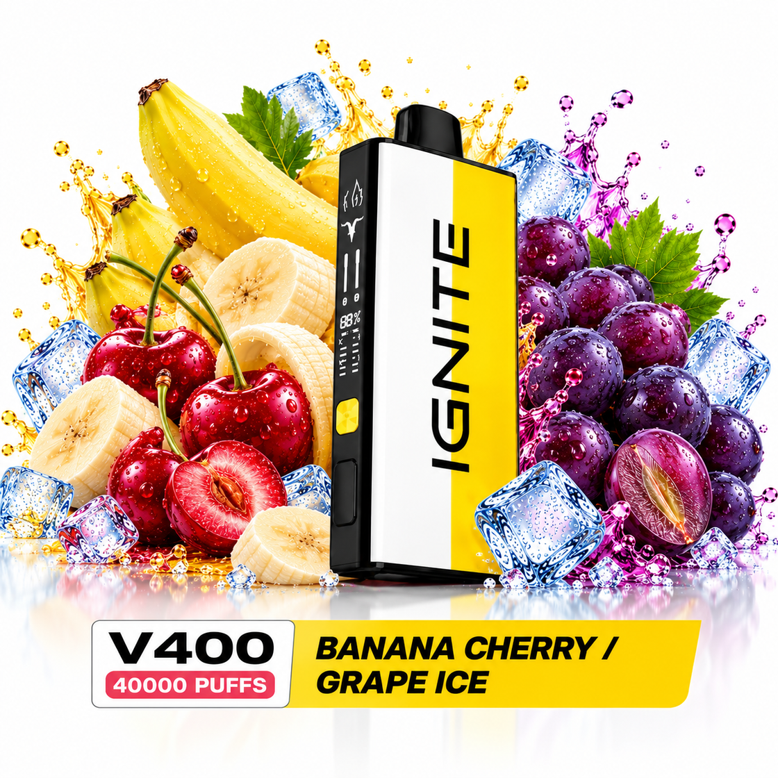 Pod descartable Ignite V400 40000 puffs Mix Banana Cherry / Grape Ice - Tienda Vapor