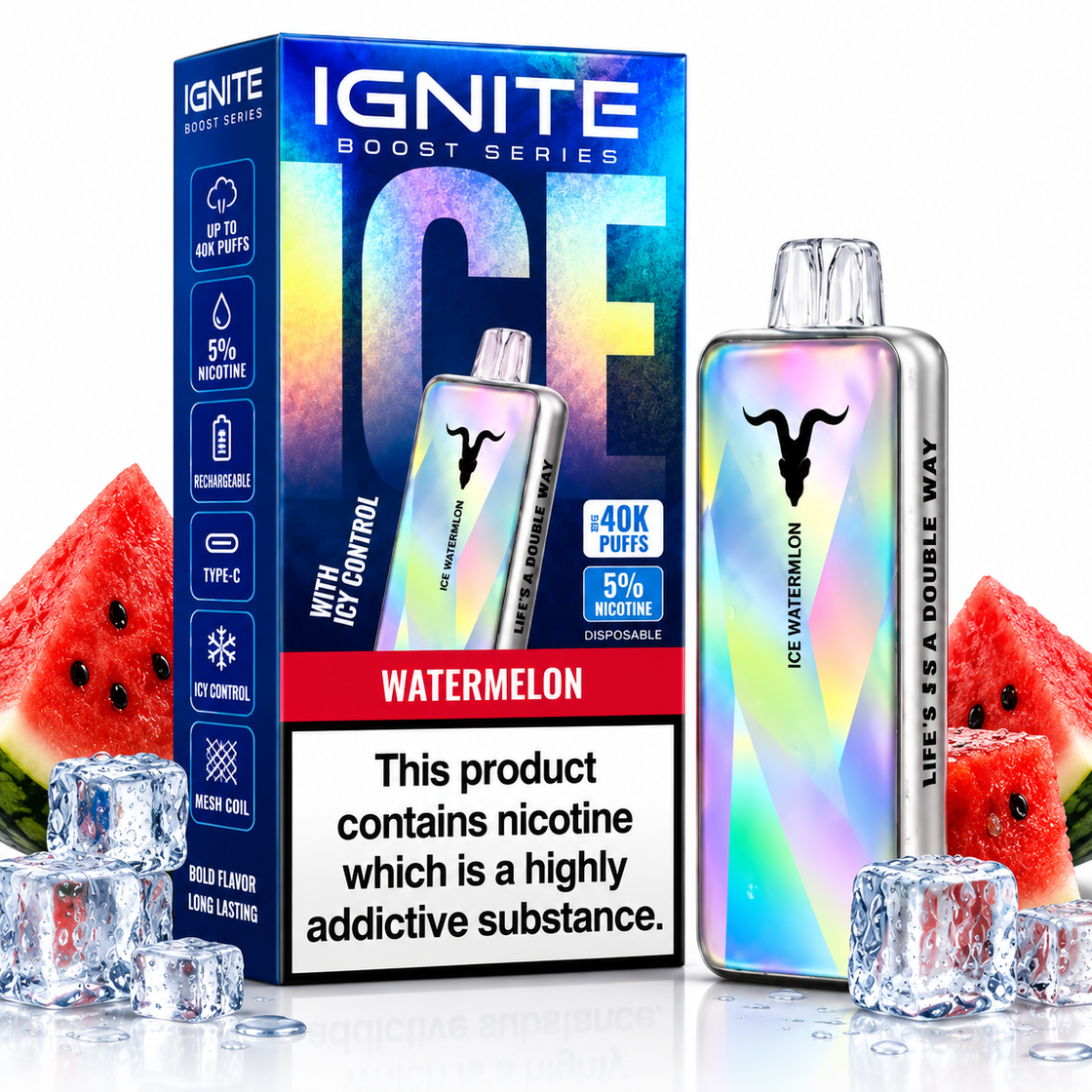 Pod descartable Ignite V400 Boost Series Ice Watermelon 40000 puffs