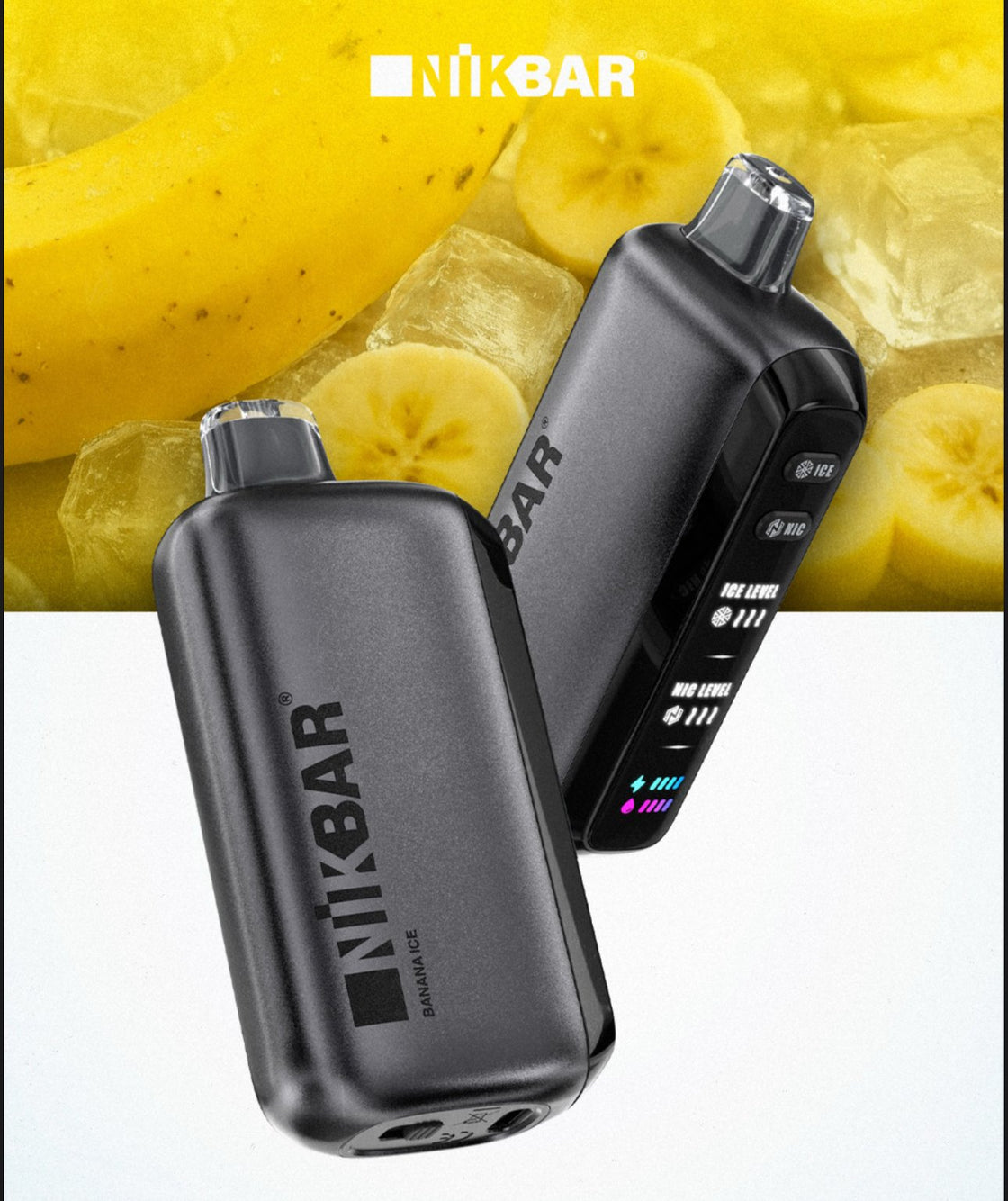 Pod descartable Nikbar 40000 puffs Banana Ice Nic - Tienda Vapor