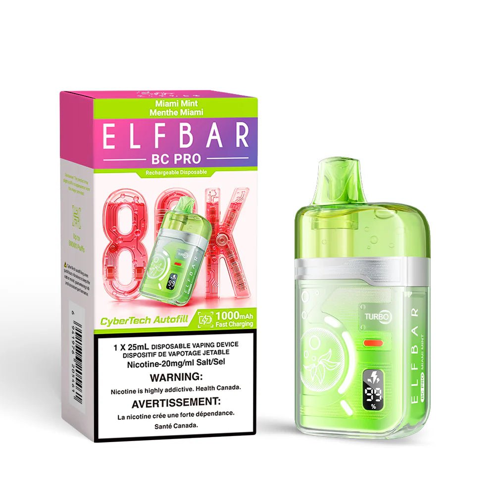 Pod descartable Elfbar BC PRO 45000 Puffs Miami Mint - Tienda Vapor
