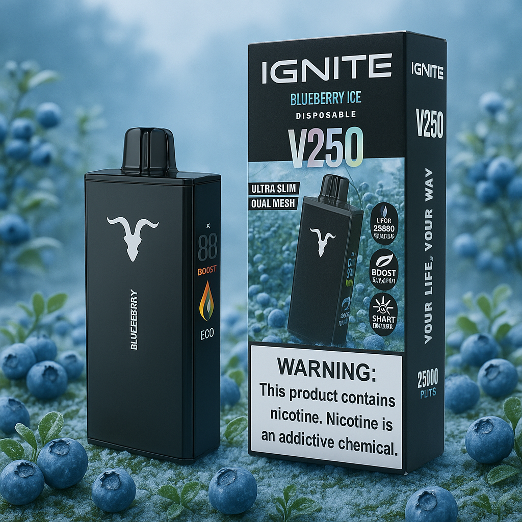 Pod descartable Ignite V250 Blueberry Ice 25000 puffs - Tienda Vapor