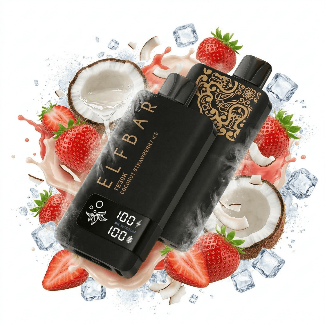 Pod descartable ElfBar TE30000 Puffs Black Gold Coconut Strawberry Ice - Tienda Vapor