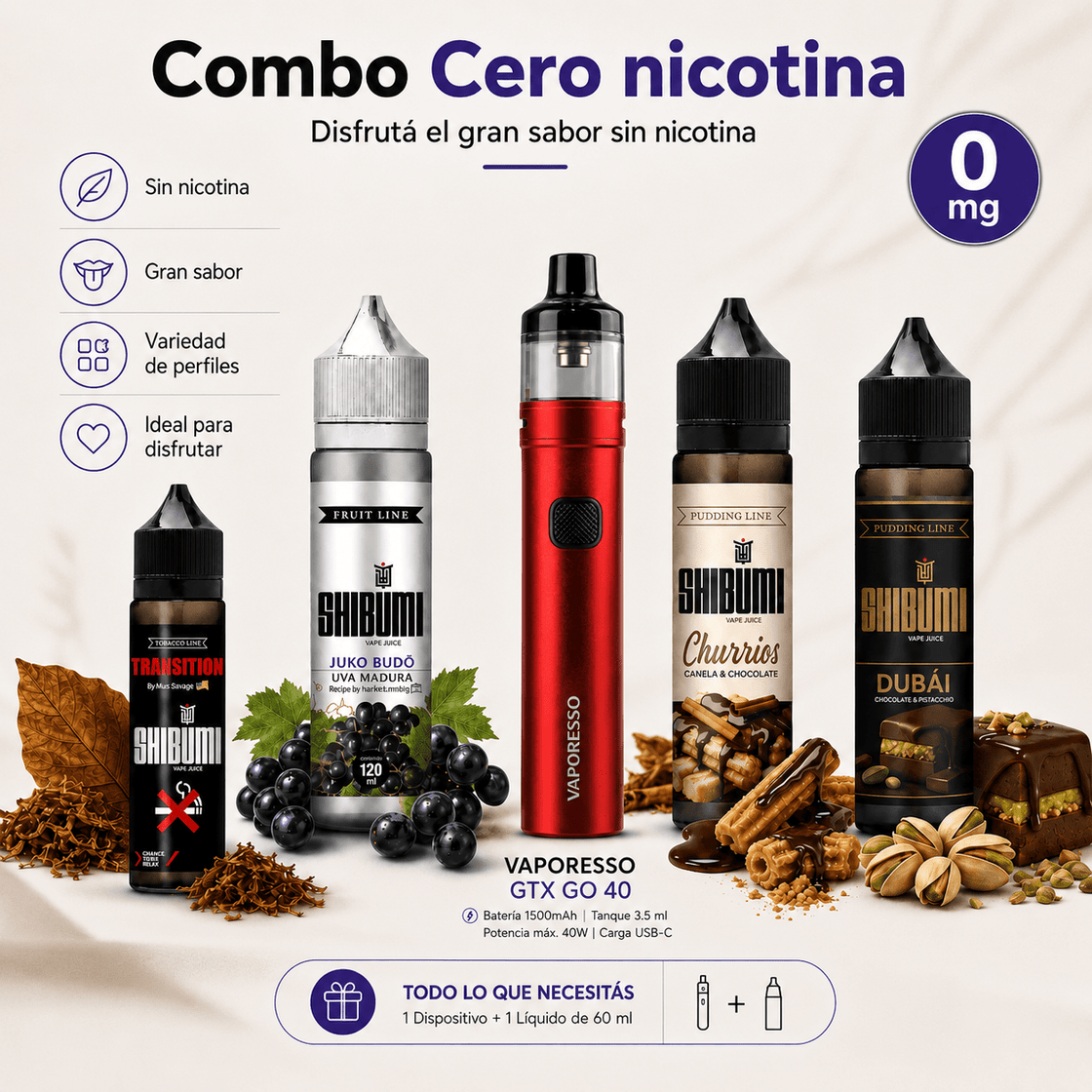 Combo Cero Nicotina - Tienda Vapor