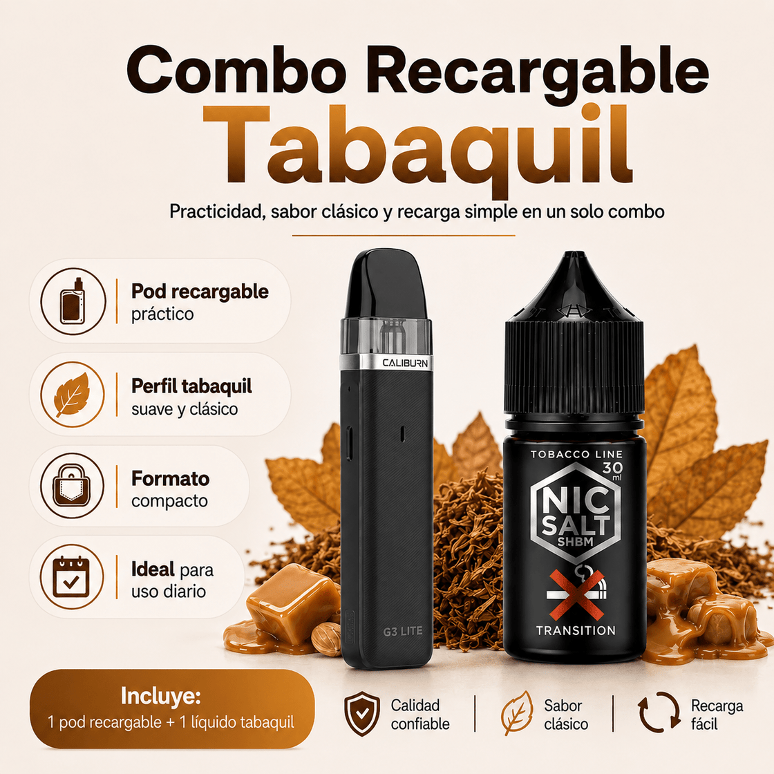 Combo Kit Recargable Tabaquil - Tienda Vapor