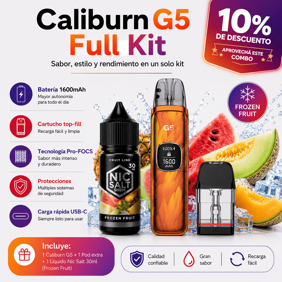 Uwell Caliburn G5 Full Kit - Tienda Vapor