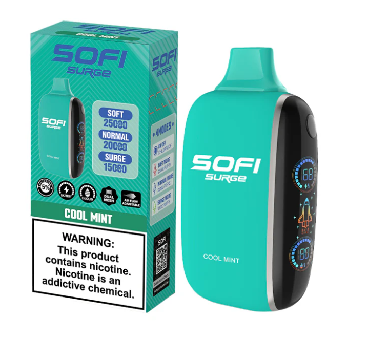 Pod descartable Sofi Surge Cero Nicotina Cool Mint 25000 puffs - Tienda Vapor