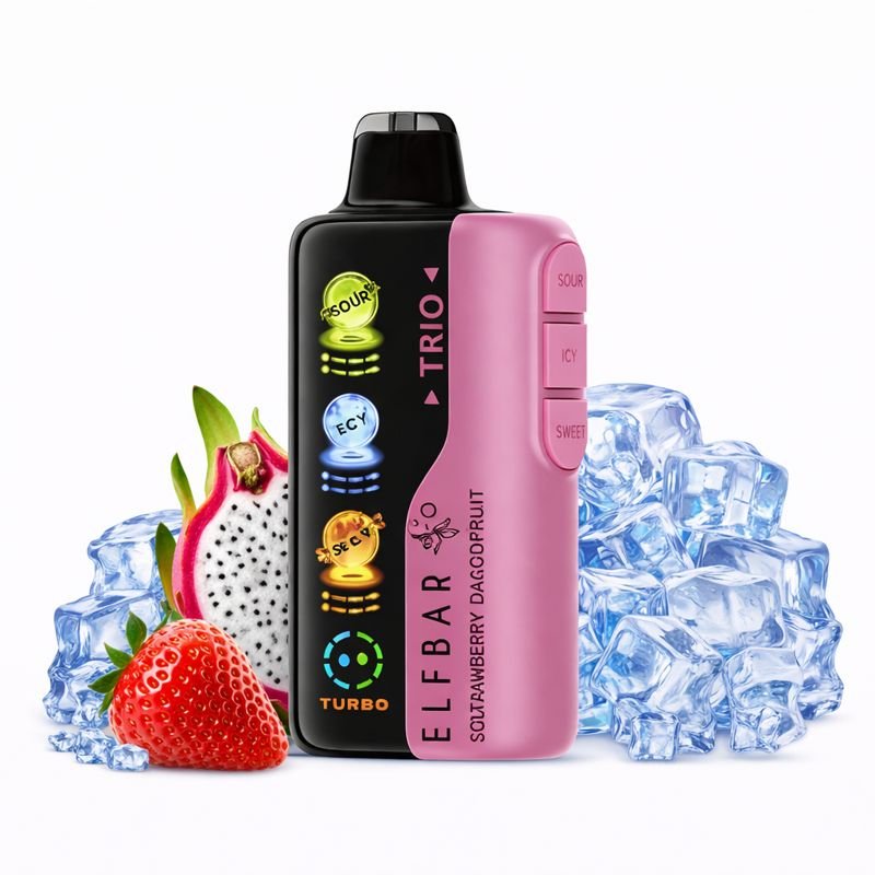 Pod descartable ElfBar TRIO 40000 Puffs Sour Strawberry Dragonfruit - Tienda Vapor