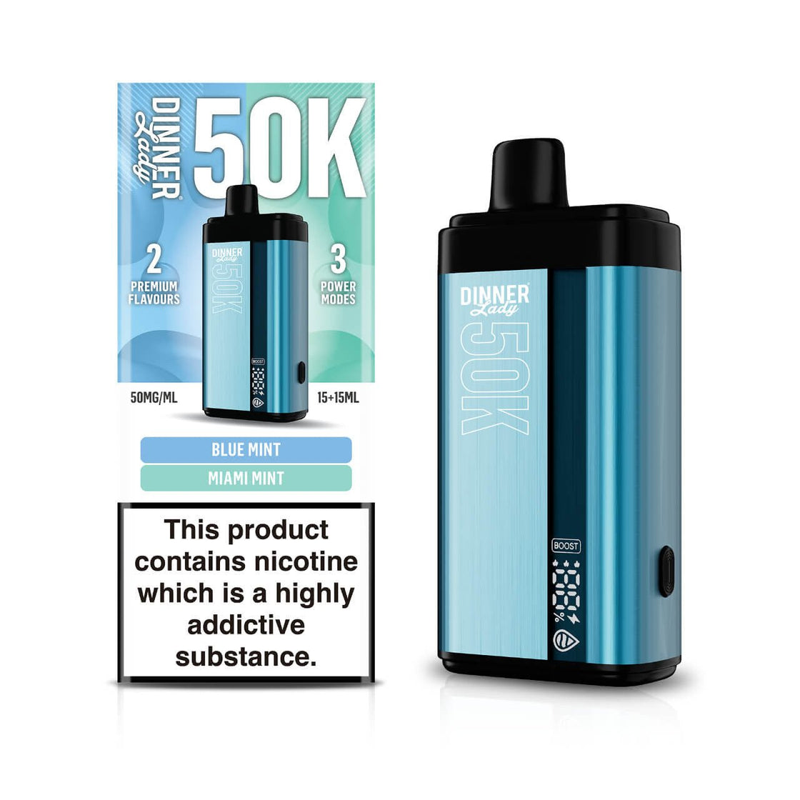Pod descartable Dinner Lady Blue Mint / Miami MInt 50K Dual Flavor - Tienda Vapor