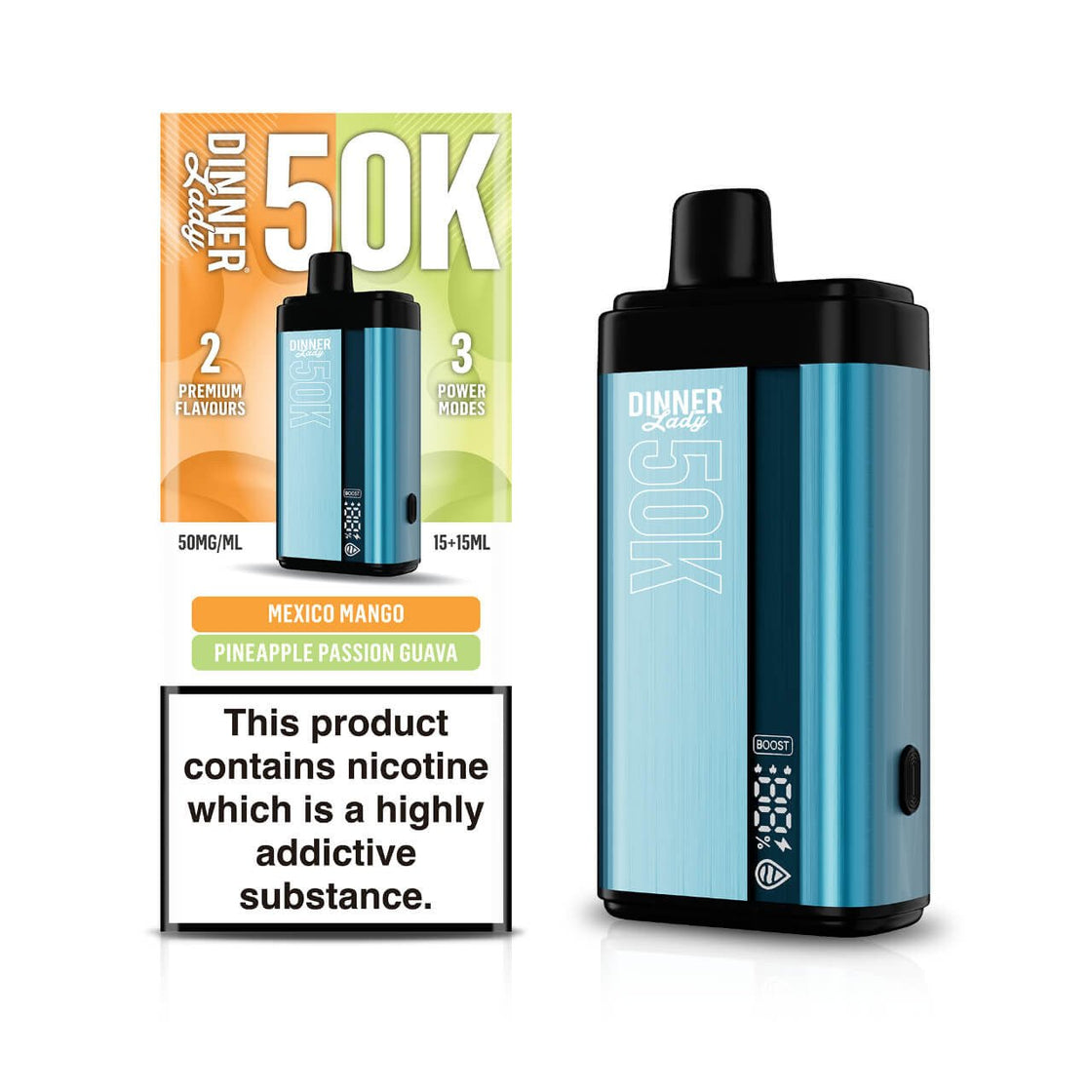 Pod descartable Dinner Lady Mexico Mango / Pineapple Passion Guava 50K Dual Flavor - Tienda Vapor