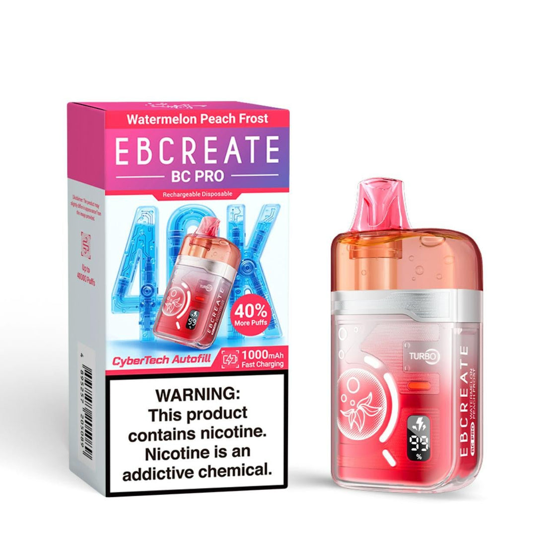 Pod Descartable Elfbar EBCreate 40K Watermelon Peach Frost - Tienda Vapor