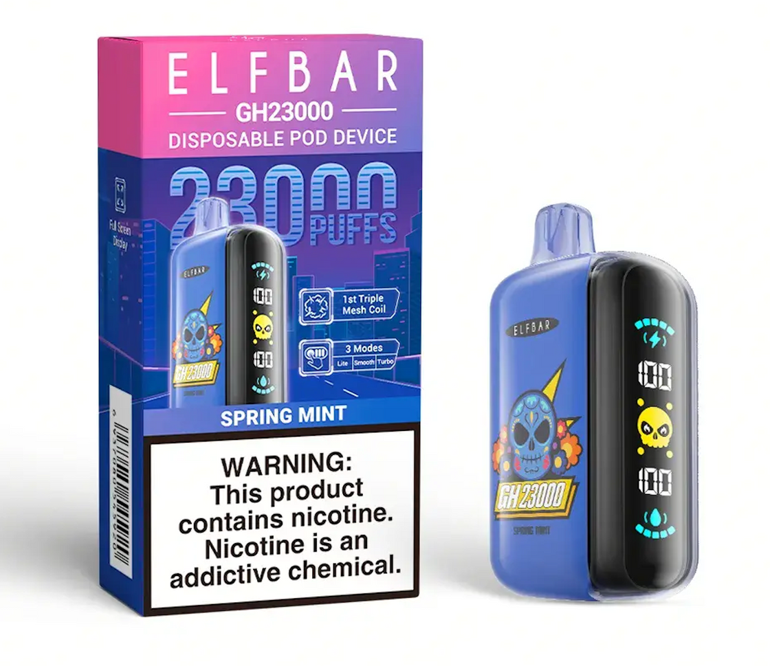 Pod descartable ElfBar Spring Mint GH23000 Puffs - Tienda Vapor
