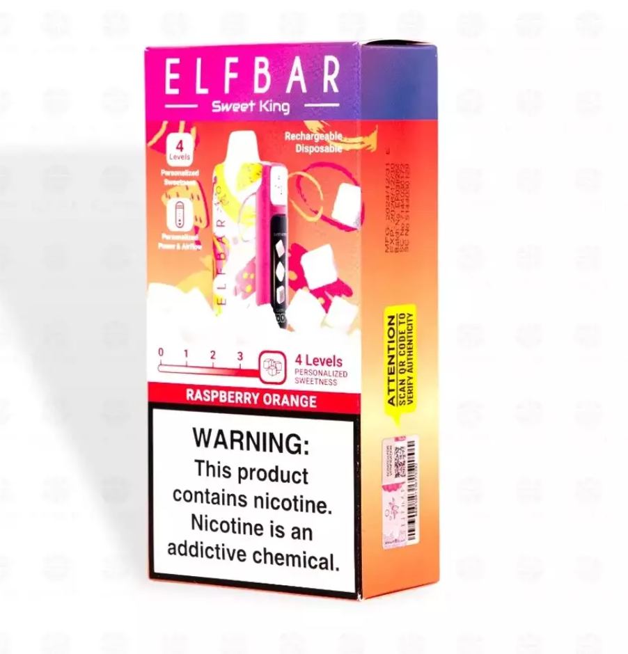 Pod descartable ElfBar Sweet King 40000 Puffs Raspberry Orange - Tienda Vapor