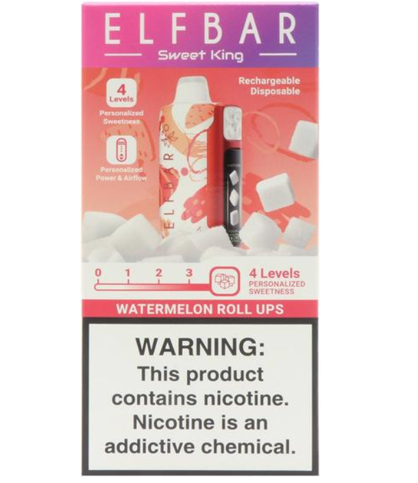 Pod descartable ElfBar Sweet King 40000 Puffs Watermelon Roll Up - Tienda Vapor