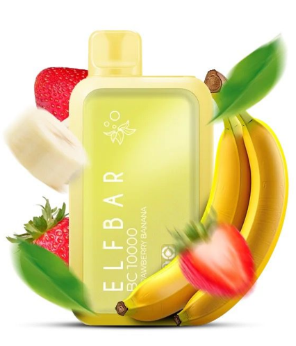 Pod descartable ElfBar Strawberry Banana BC10000 Puffs - Tienda Vapor