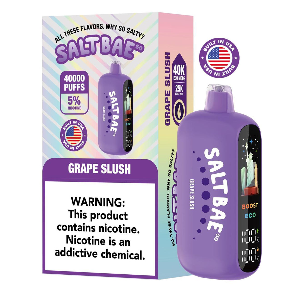Pod Descartable Salt Bae 50 Grape Slush 40000 Puffs