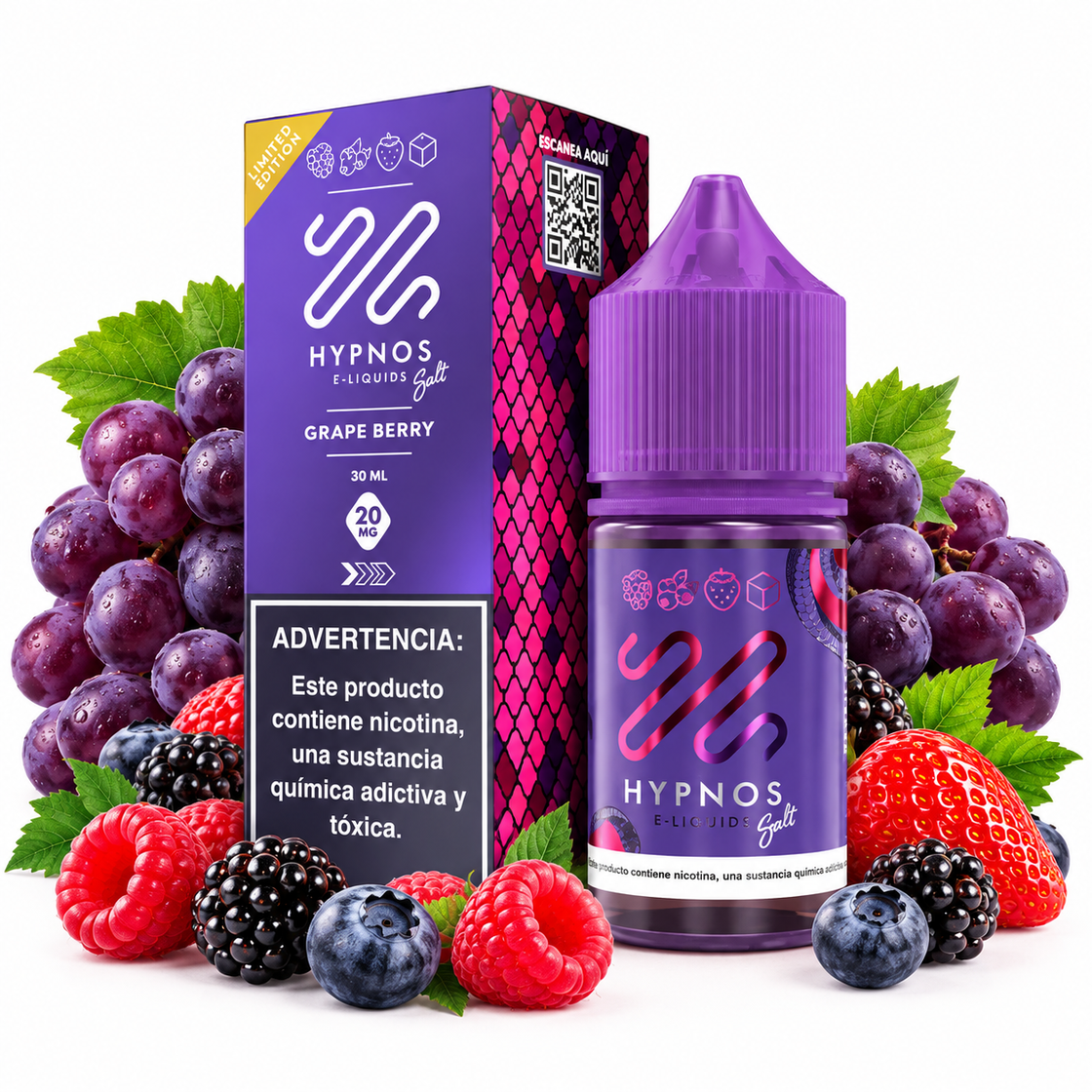 Líquido Hypnos Salt Nic Grape Berry 30ml - Tienda Vapor