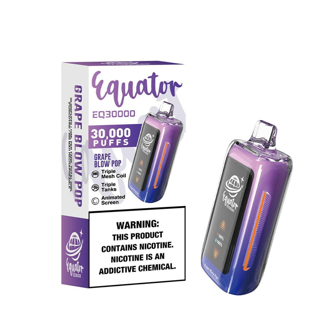 Pod descartable Equator EQ30000 puffs Grape Blow Pop - Tienda Vapor
