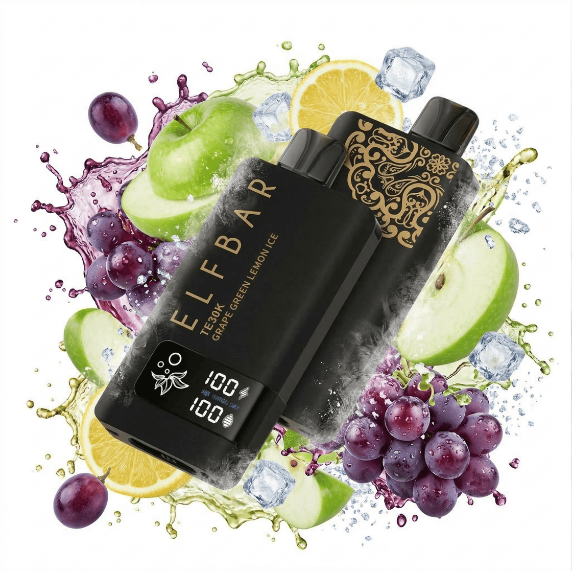 Pod descartable ElfBar TE30000 Puffs Black Gold Grape Green Lemon Ice - Tienda Vapor