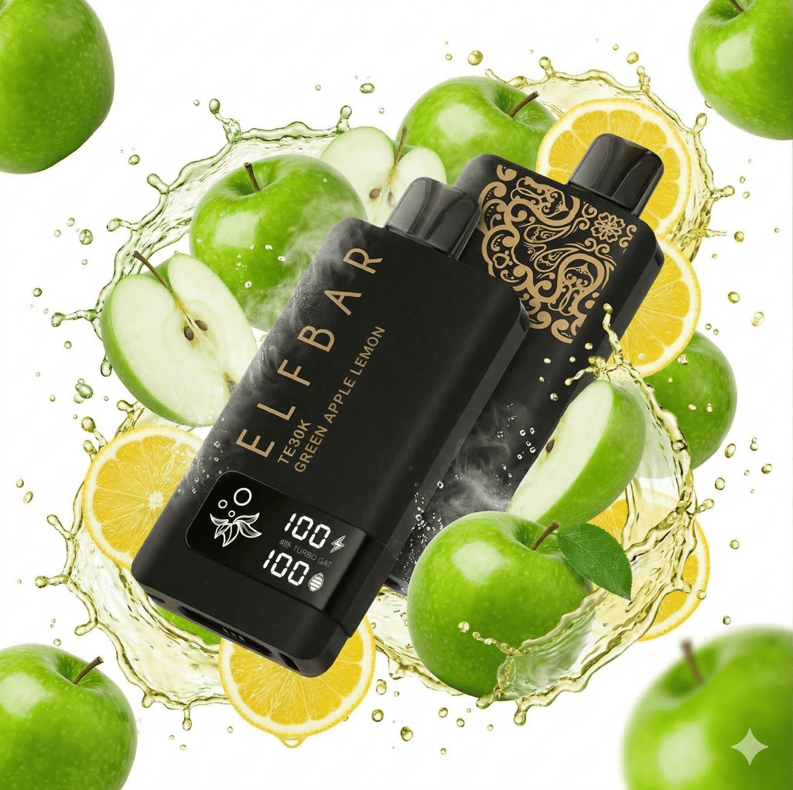 Pod descartable ElfBar TE30000 Puffs Black Gold Green Apple Lemon - Tienda Vapor