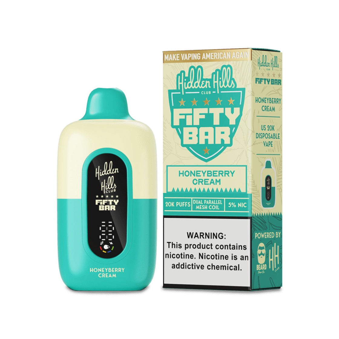 Pod descartable Fifty Bar Honeyberry Cream 20000 puffs (origen USA) - Tienda Vapor
