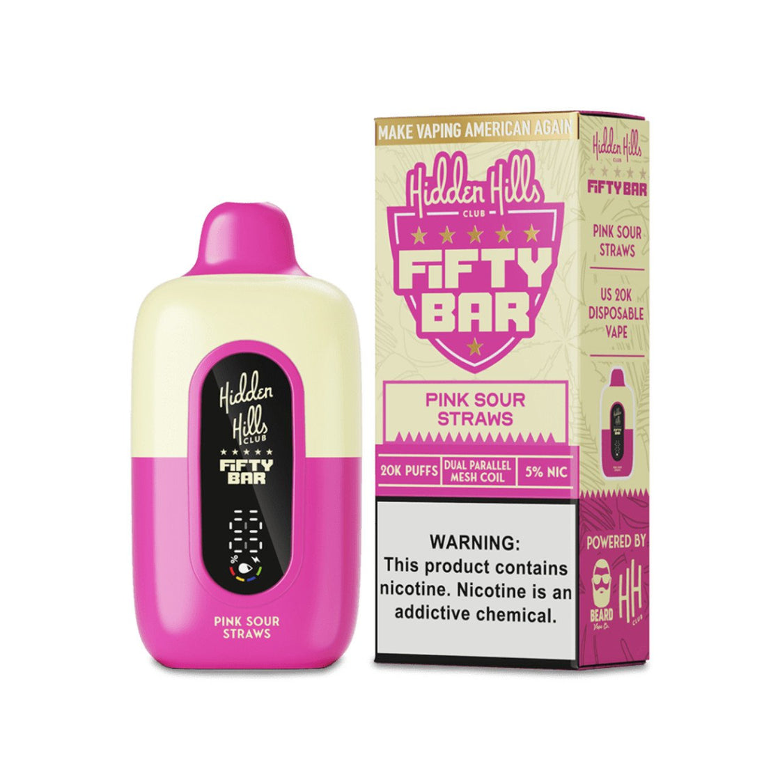 Pod descartable Fifty Bar Pink Sour Straws 20000 puffs (origen USA) - Tienda Vapor
