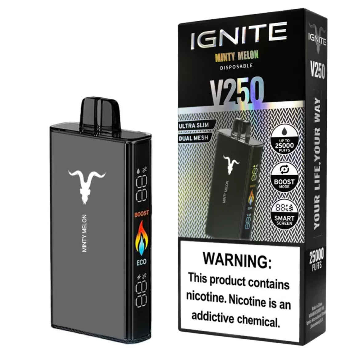 Pod descartable Ignite V250 Minty Melon 25000 puffs - Tienda Vapor