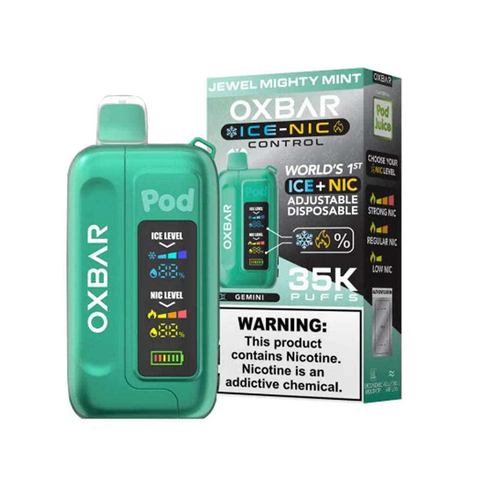 Pod descartable OXBAR ICE - NIC 35000 Puffs Jewel Mighty Mint - Tienda Vapor