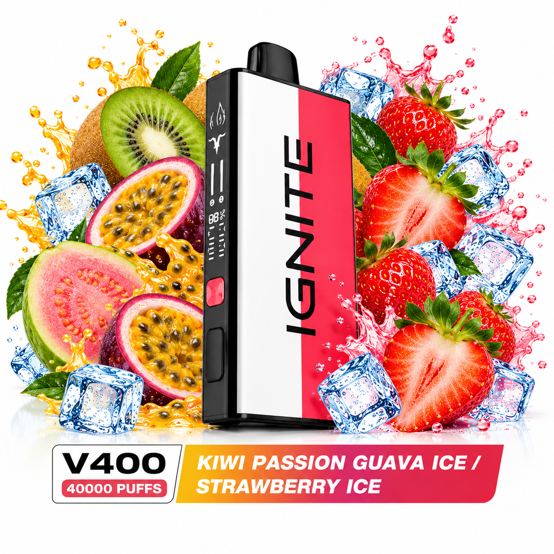 Pod descartable Ignite V400 40000 puffs Mix Kiwi Passion Guava Ice / Strawberry Ice