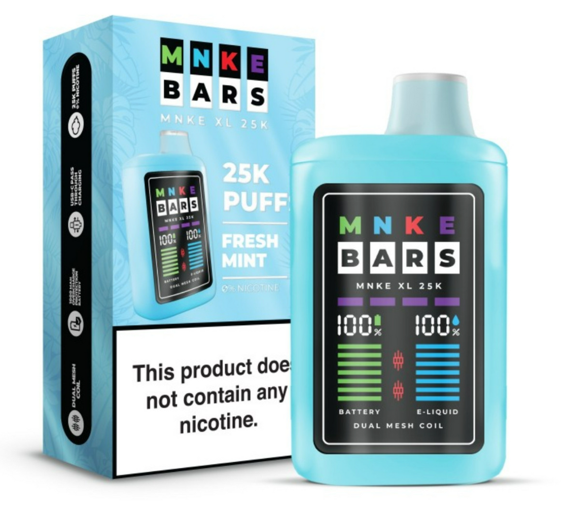 Pod descartable MNKE Bars 25000 puff Cero Nicotina Spearmint