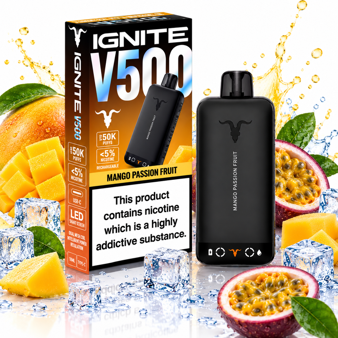 Pod descartable Ignite V500 50000 puffs Mango Passion fruit