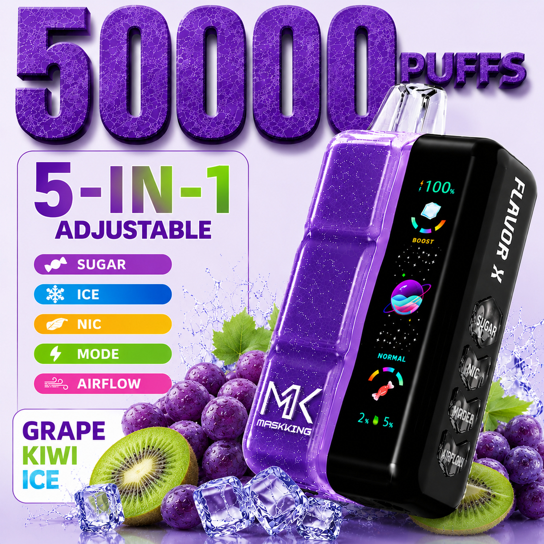 Pod descartable Maskking Flavor X 50000 Puffs Grape Kiwi Ice - Tienda Vapor