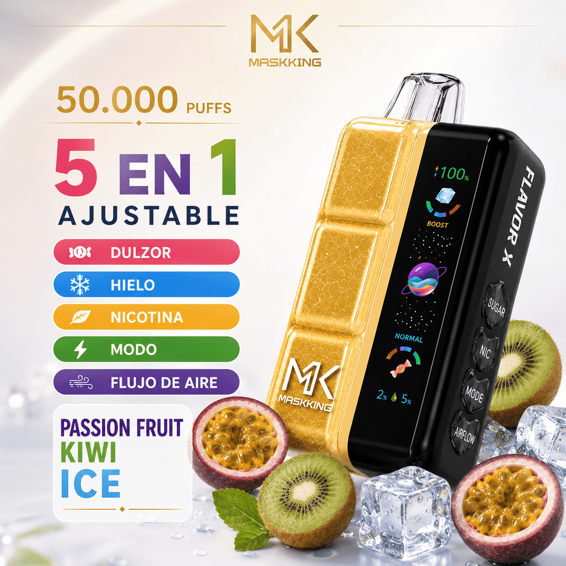 Pod descartable Maskking Flavor X 50000 Puffs Kiwi Passion Fuit Ice - Tienda Vapor