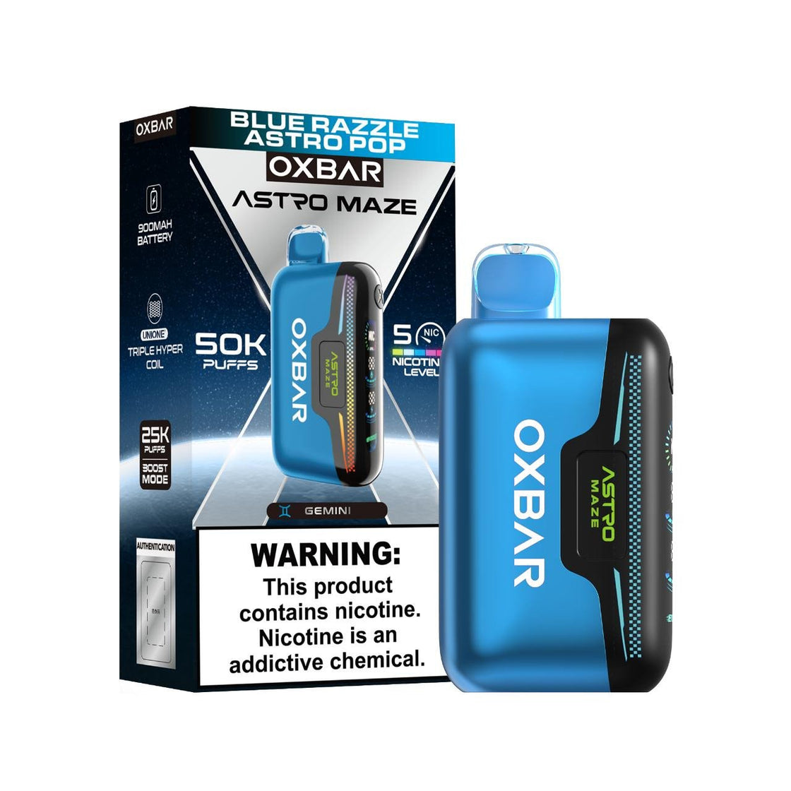 Pod descartable OXBAR Astro Maze Blue Razzle Astro Pop 50.000 Puffs - Tienda Vapor