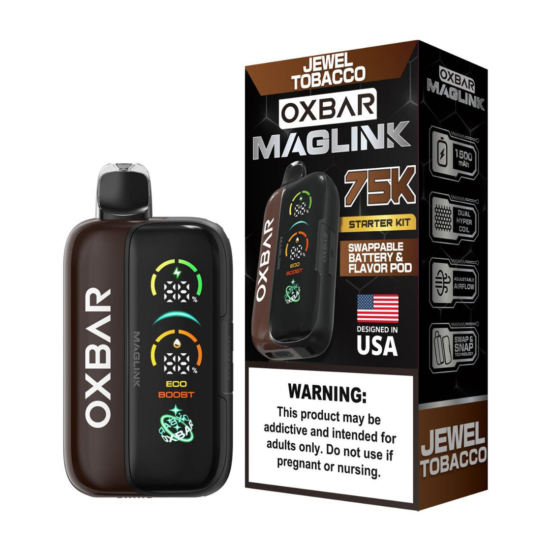 Pod descartable OXBAR Maglink Nixodine 75K Puffs Jewel Tabaco
