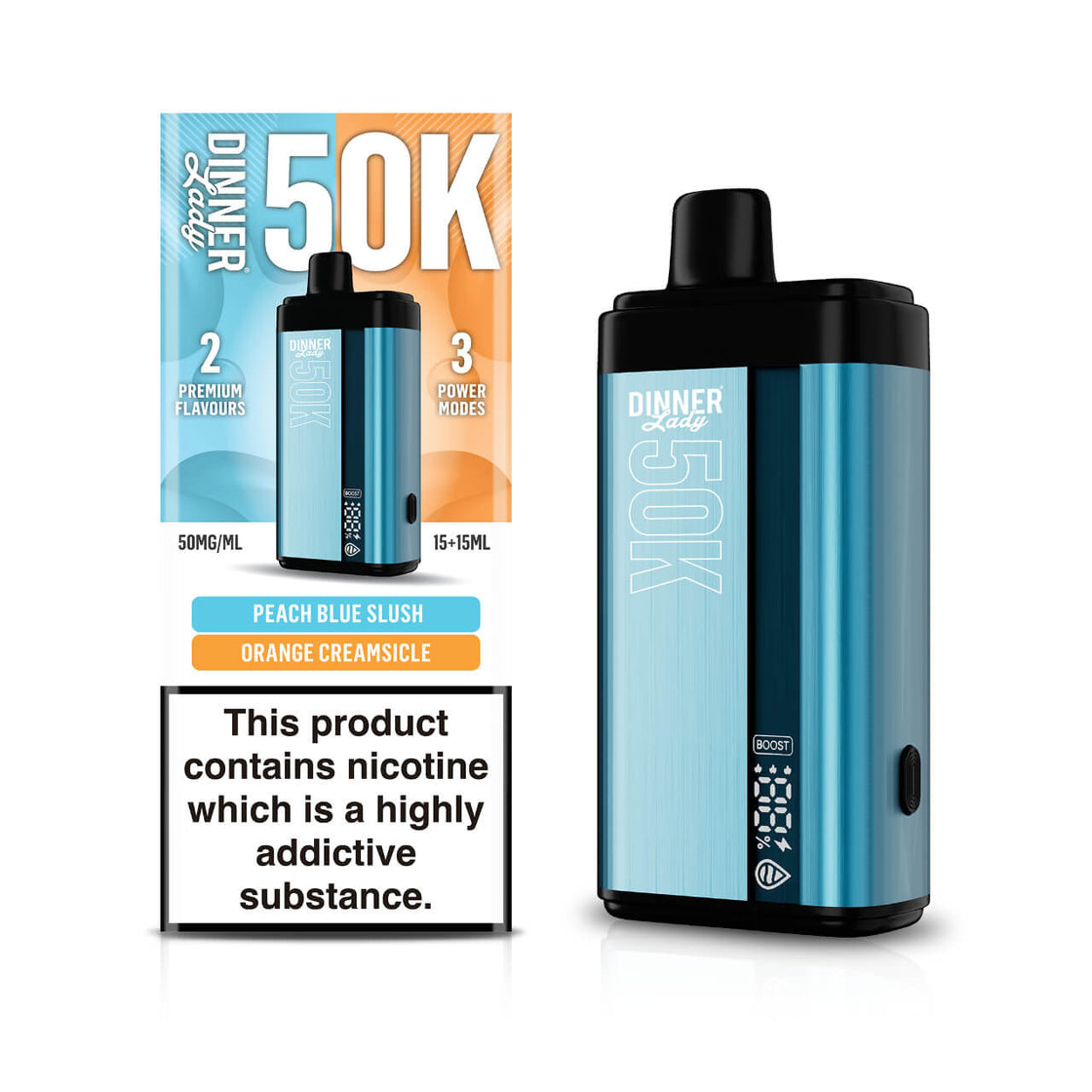 Pod descartable Dinner Lady Peach Blue Slush / Orange Creamsicle 50K Dual Flavor
