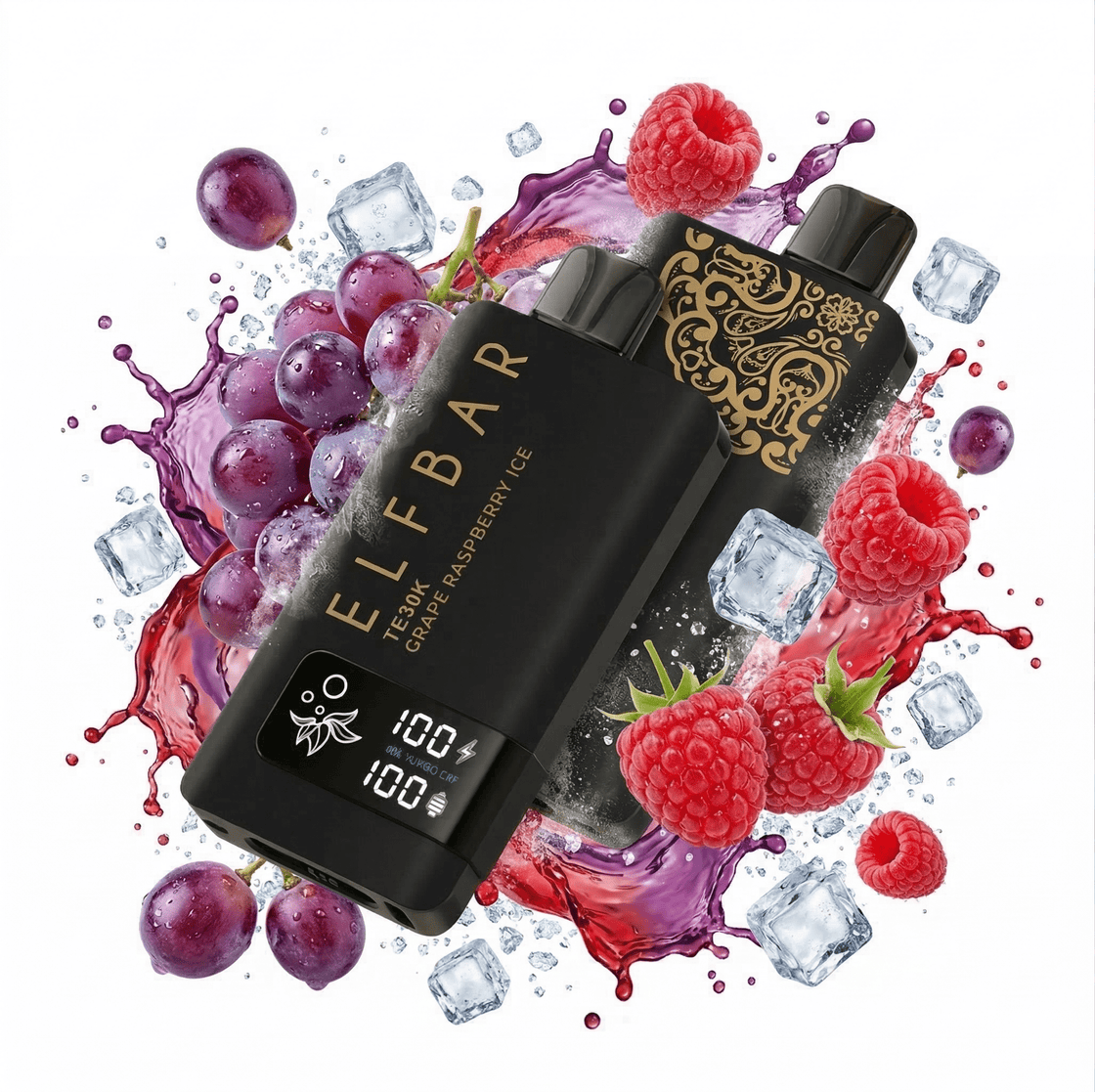 Pod descartable ElfBar TE30000 Puffs Black Gold Grape Raspberry Ice - Tienda Vapor
