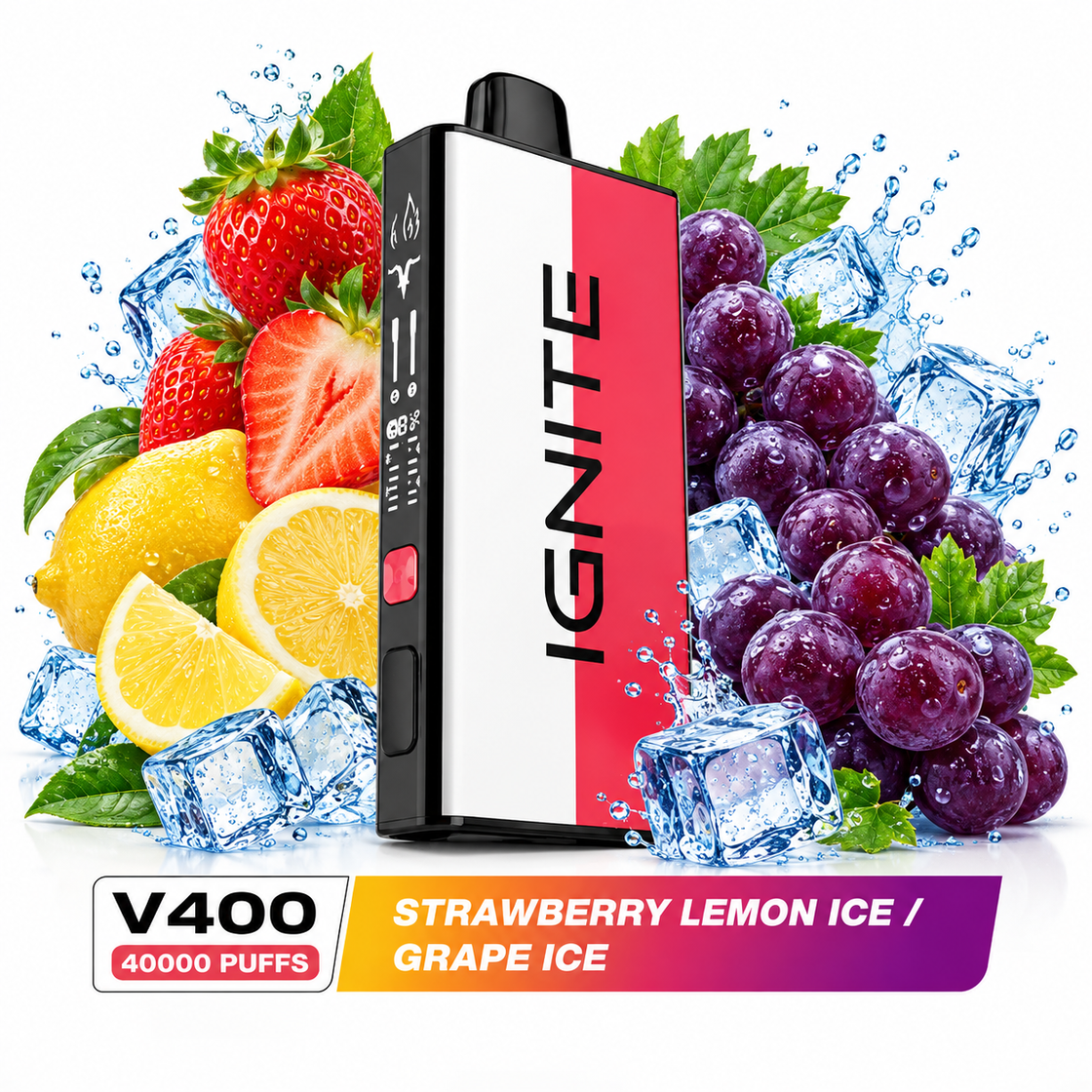 Pod descartable Ignite V400 40000 puffs Mix Strawberry Lemon Ice / Grape Ice