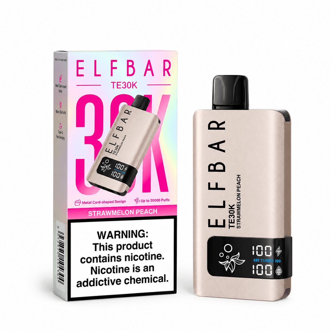 Pod descartable ElfBar TE30000 puffs Strawmelon Peach - Tienda Vapor
