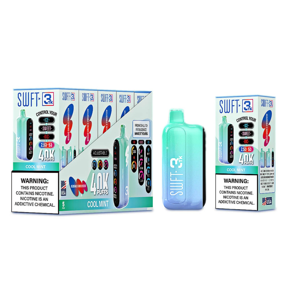 Pod descartable SWFT 3TK Cool Mint 40.000 Puffs - Tienda Vapor