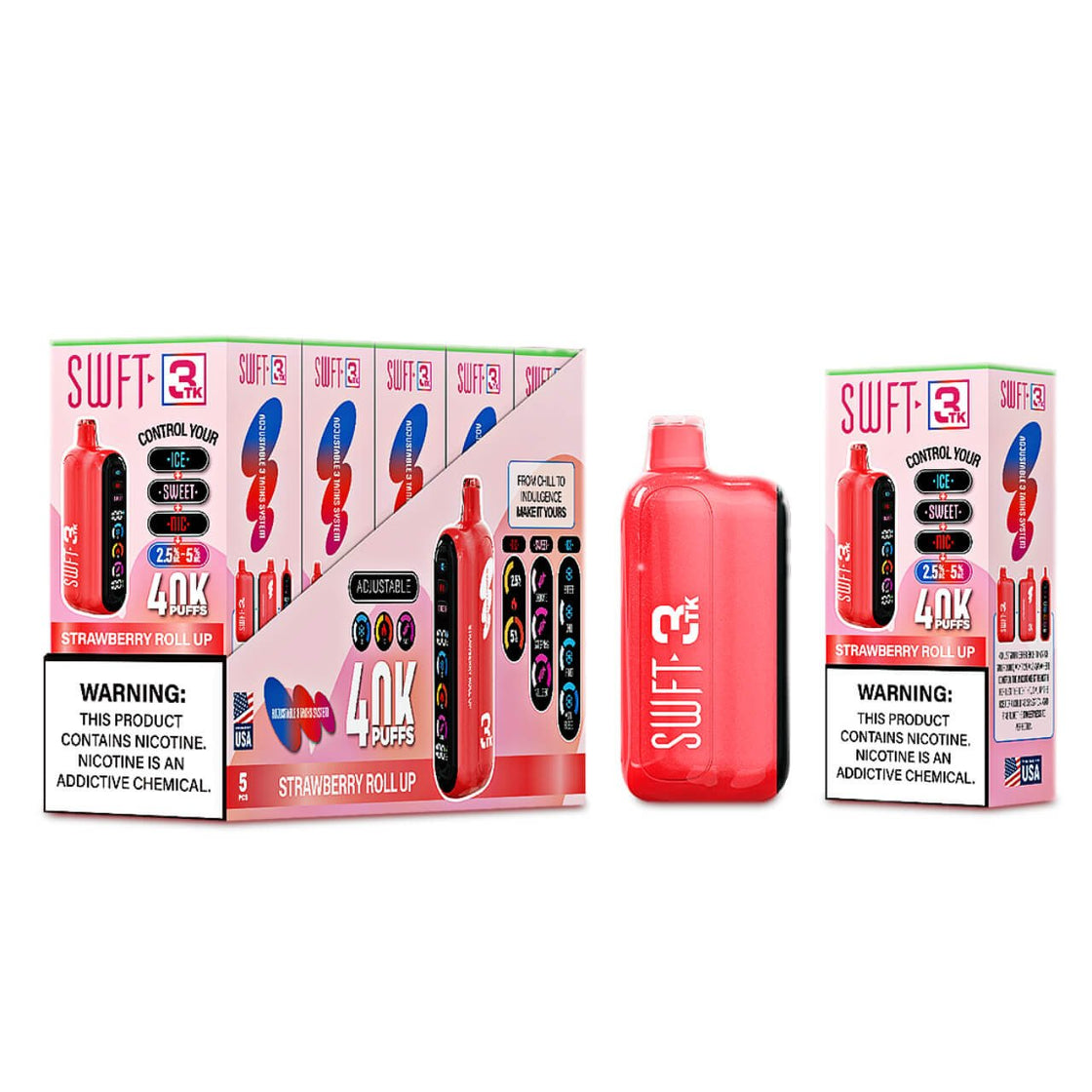Pod descartable SWFT 3TK Strawberry Roll Up 40.000 Puffs - Tienda Vapor