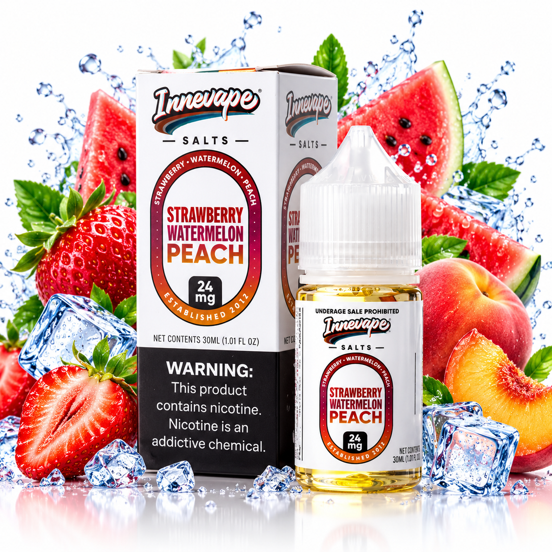 Líquido Heisenberg Salt Nic Strawberry Watermelon Peach 30ml - Tienda Vapor