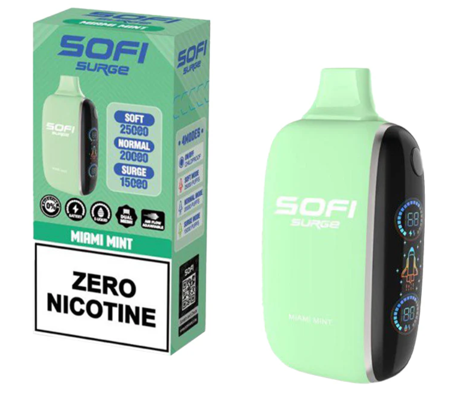 Pod descartable Sofi Surge Cero Nicotina Miami Mint 25000 puffs - Tienda Vapor