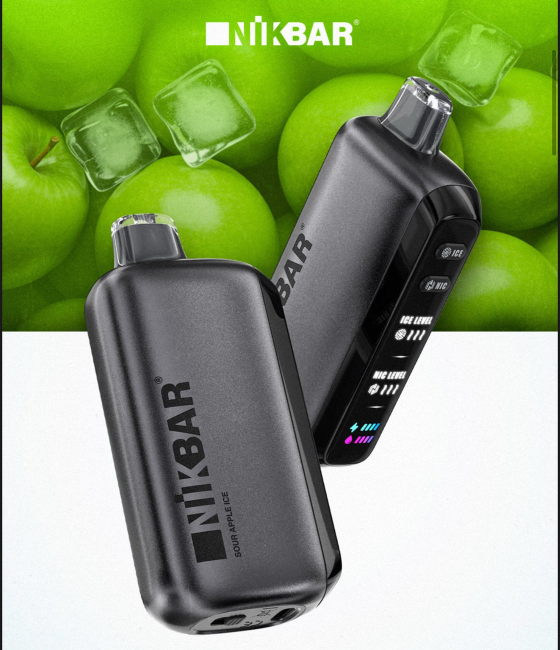 Pod descartable Nikbar 40000 puffs Green Apple Ice Nic - Tienda Vapor