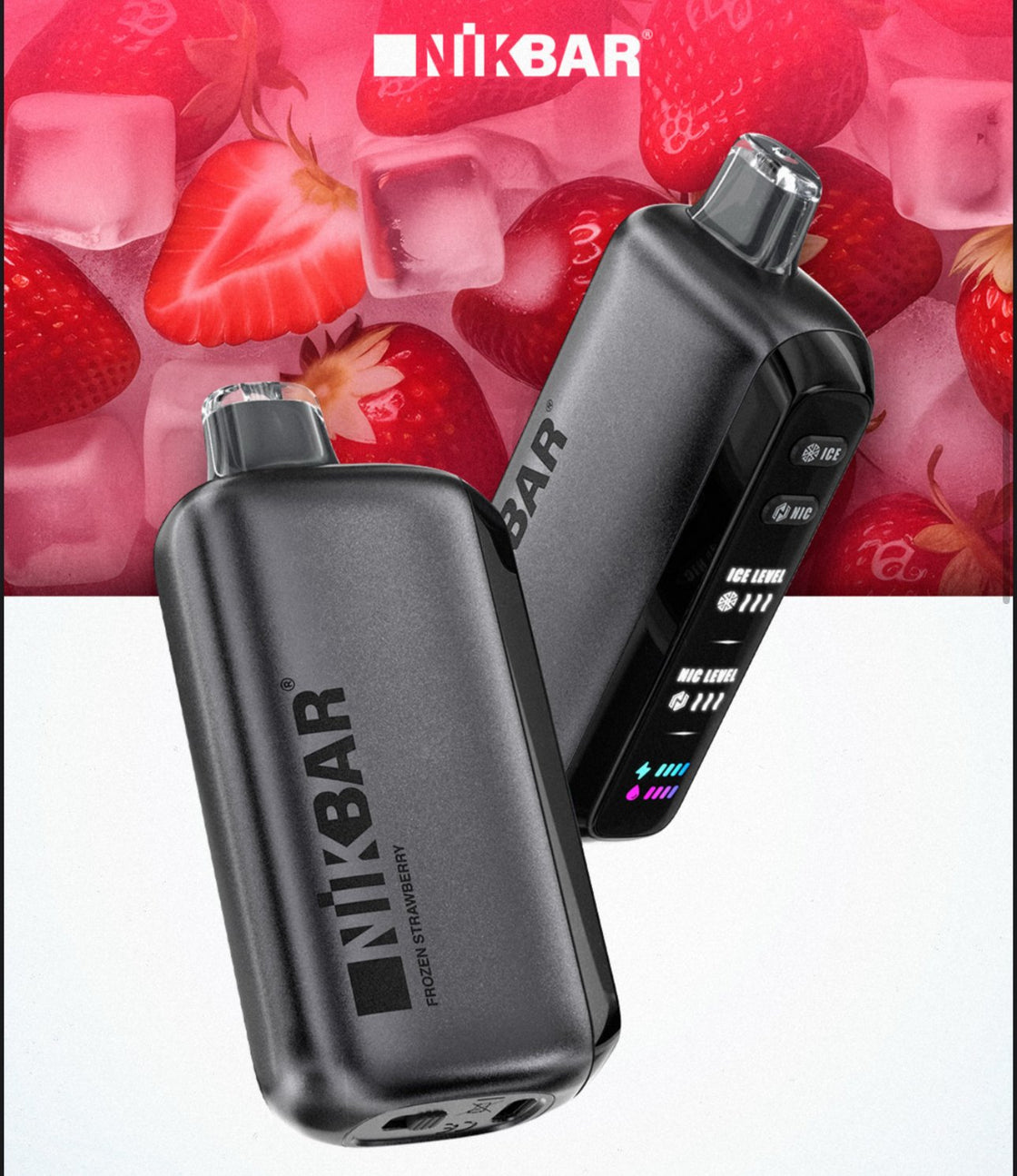 Pod descartable Nikbar 40000 puffs Frozen Strawberry Ice Nic - Tienda Vapor